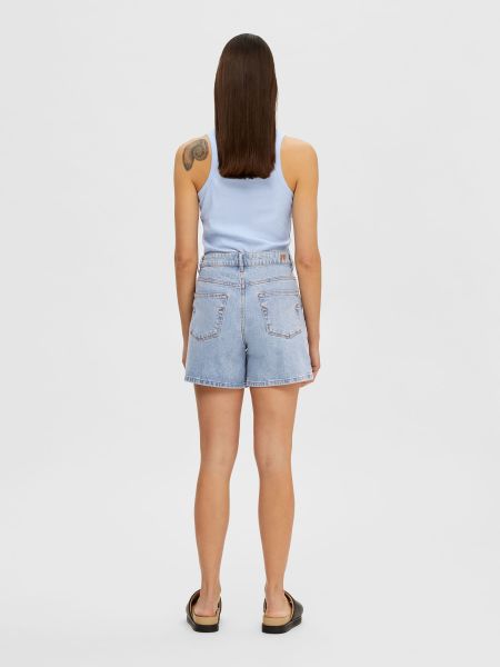 Light Blue Denim Selected High-Waisted Shorts En Jean Femme Jupes & Shorts