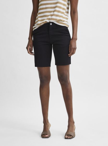 Jupes & Shorts Coupe Fuselée Confort Extensible Short Selected Black Femme