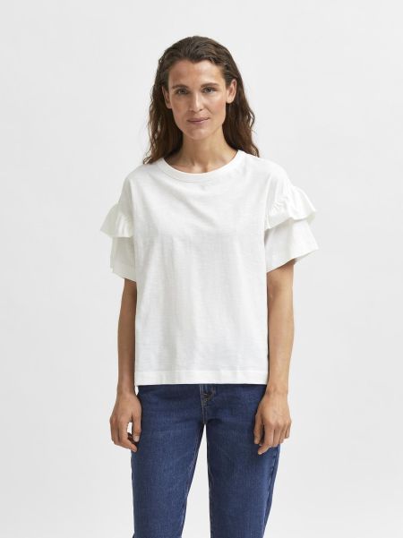 Volant En Coton Biologique T-Shirt Snow White Selected T-Shirts Femme