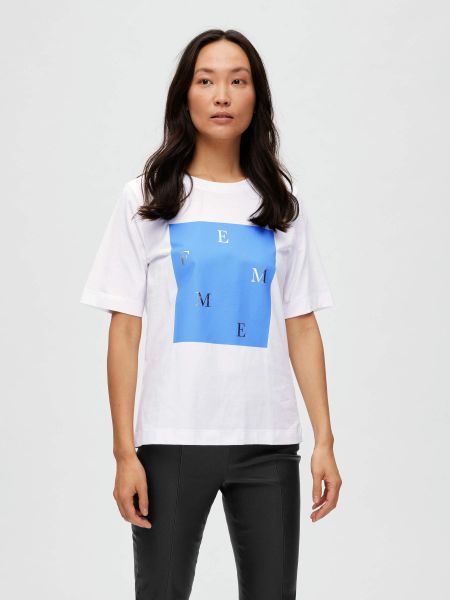 T-Shirts Selected Femme Bright White Imprimé Graphique T-Shirt