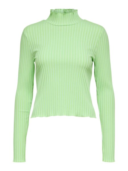 T-Shirts Pistachio Green Côtelé Top À Manches Longues Femme Selected