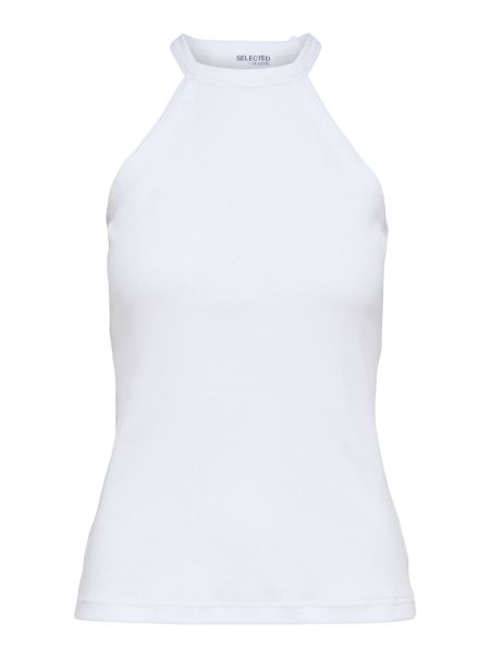 Bright White Femme T-Shirts Côtelé Débardeur Selected