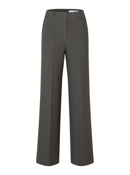 Femme Selected Tissé Pantalon À Jambe Ample Dark Grey Melange Costumes & Blazers