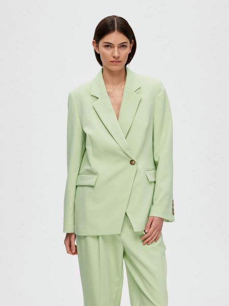Femme Celadon Green Selected Asymétrique Blazer Costumes & Blazers
