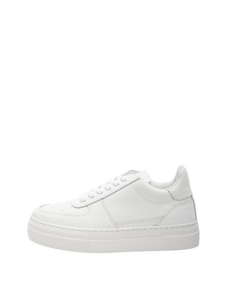 Femme Cuir Baskets White Selected Chaussures