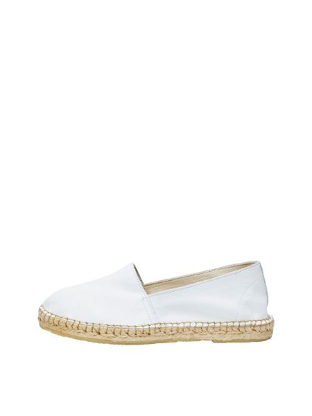 Cuir Espadrilles Chaussures White Selected Femme