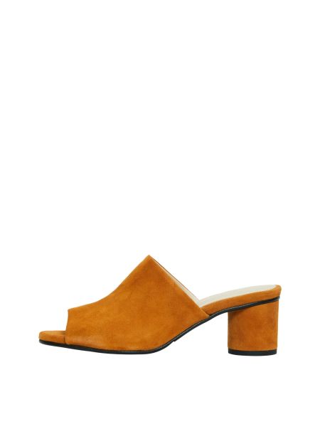 Selected Daim - Sandales Chaussures Cognac Femme