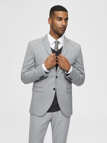 Costumes & Blazers Selected Coupe Slim Blazer Homme Light Grey Melange