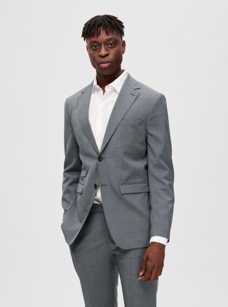 Grey Costumes & Blazers Homme Selected Laine Mérinos Blazer