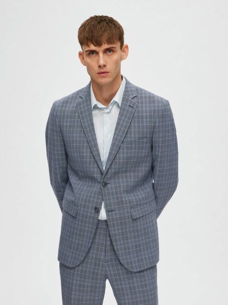 Carreaux Blazer Selected Costumes & Blazers Grey Homme