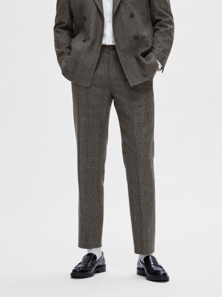 Selected Granite Grey Carreaux Pantalon De Costume Costumes & Blazers Homme