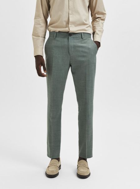 Light Green Melange Homme Costumes & Blazers Selected Coupe Slim Pantalon De Costume