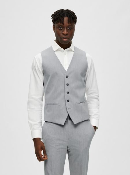 Costumes & Blazers Homme Selected Light Grey Melange Tissé Gilet
