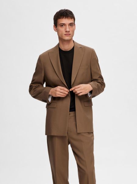 Camel Homme Coupe Confort Blazer Costumes & Blazers Selected