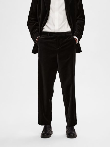 Black Selected Homme Costumes & Blazers Velours Pantalon
