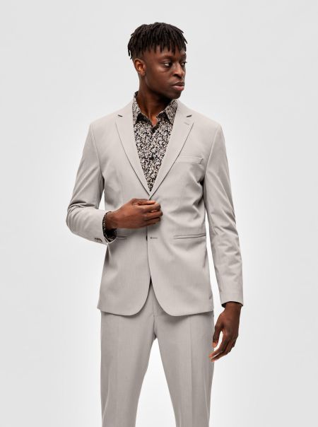 Coupe Slim Blazer Homme Selected Plaza Taupe Costumes & Blazers
