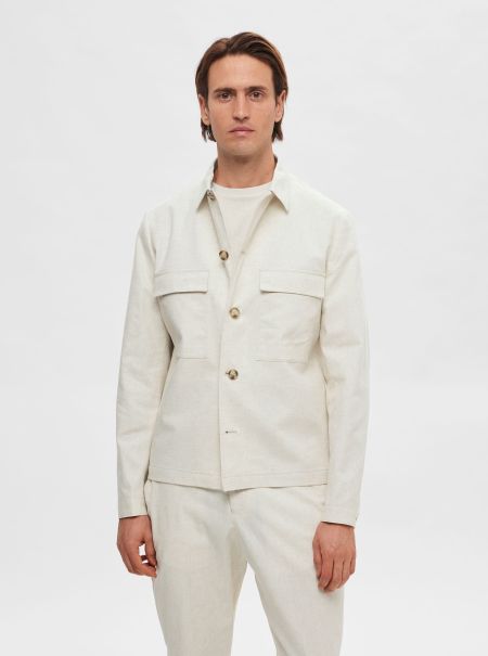 Bone White Selected Hybride Veste Homme Costumes & Blazers