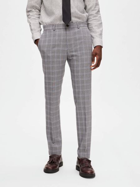 Carreaux Pantalon Grey Homme Selected Costumes & Blazers