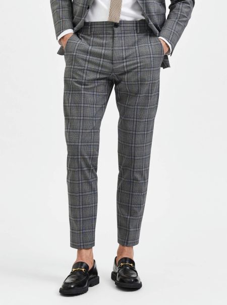 Homme Grey Costumes & Blazers Carreaux Pantalon Selected