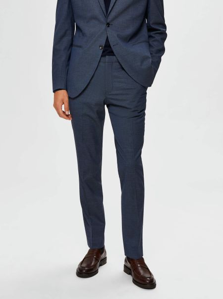 Selected Coupe Slim Pantalon Costumes & Blazers Homme Medium Blue Melange