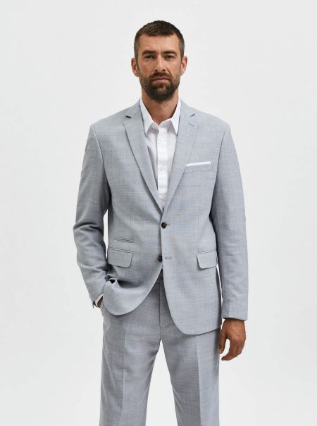 Costumes & Blazers Selected Coupe Confort Blazer Homme Light Gray