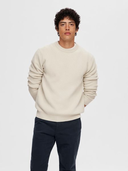 Tricots Sweat-Shirts Ras De Cou Pull Selected Oatmeal Homme
