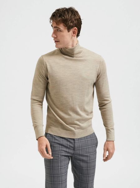 Tricots Kelp Selected Col Montant Pull Homme