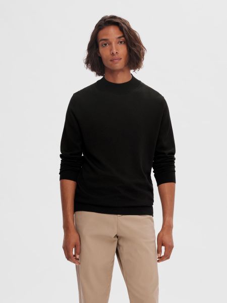Col Roulé Pull Homme Black Selected Tricots