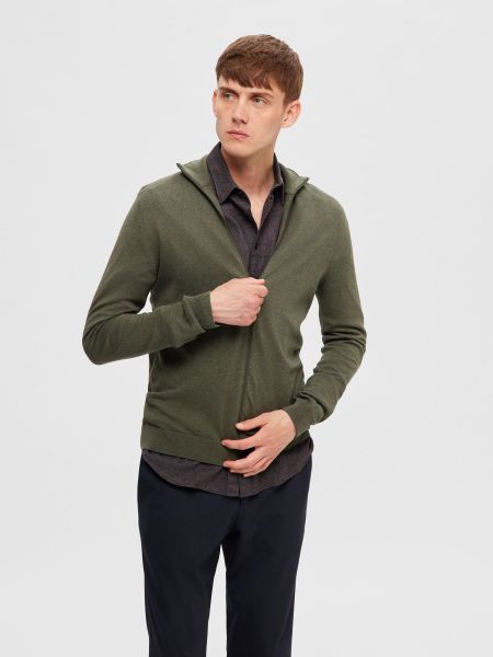 Selected Tricots Homme Fermeture Éclair Cardigan Ivy Green