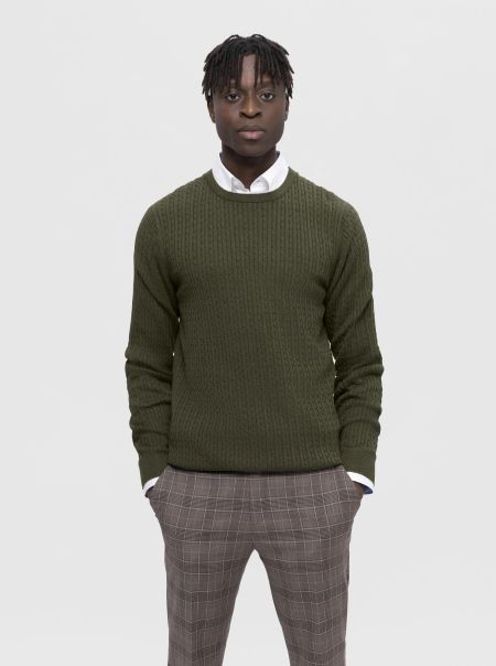 Selected Torsadé Pull Homme Ivy Green Tricots