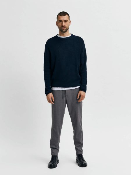 Dark Sapphire Selected Waffle Knit Pull Homme Tricots
