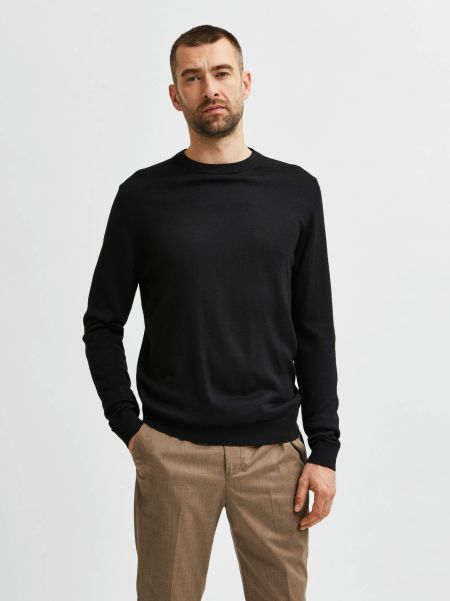 Homme Selected Black Tricots Manches Longues Pull
