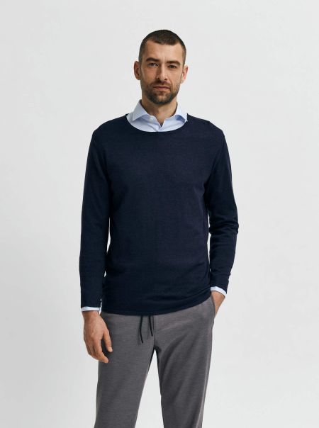 Selected Homme Manches Longues Pullover Tricots Dark Sapphire