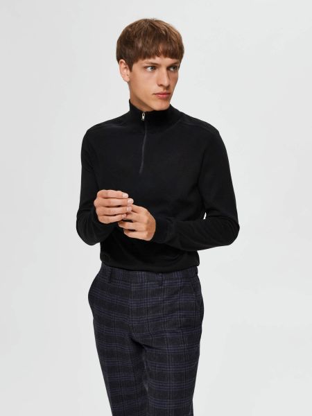 Black Tricots Half-Zip Pull En Maille Homme Selected