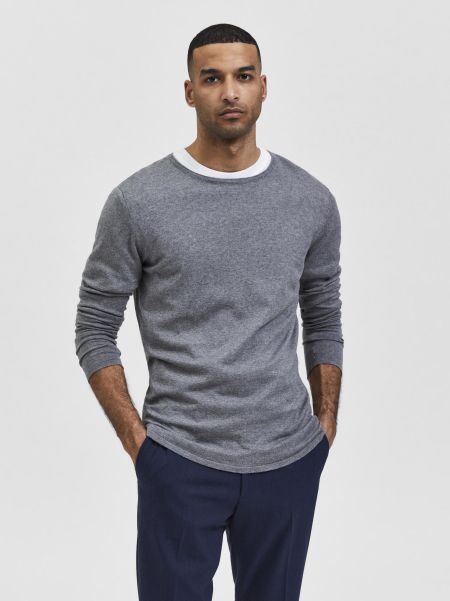 Homme Selected Manches Longues Pullover Tricots Titanium