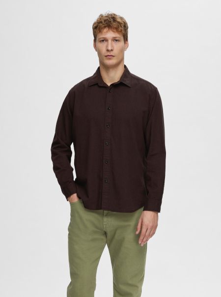 Selected Chocolate Torte Chemises Homme Flanelle À Manches Longues Chemise
