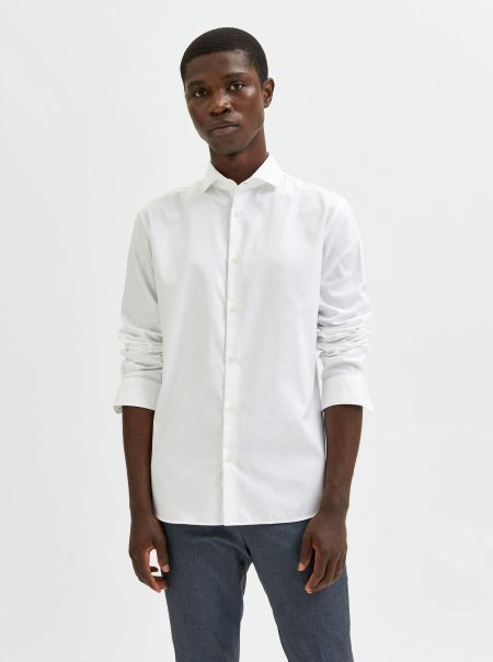 Chemises Homme Bright White Manches Longues Chemise Selected