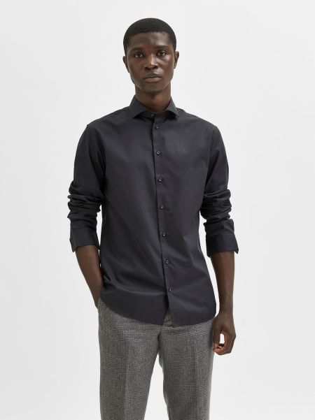 Homme Black Chemises Selected Manches Longues Chemise