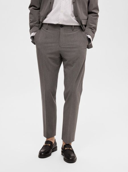 Selected 175 Slim Fit Pantalon Pantalons Medium Grey Melange Homme