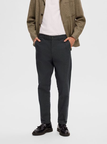Homme Selected Dark Grey Pantalons 172 Slim Tapered Chinos