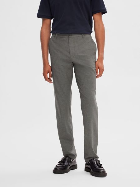 Grey Melange Homme Pantalons Selected 175 Coupe Slim Pantalon