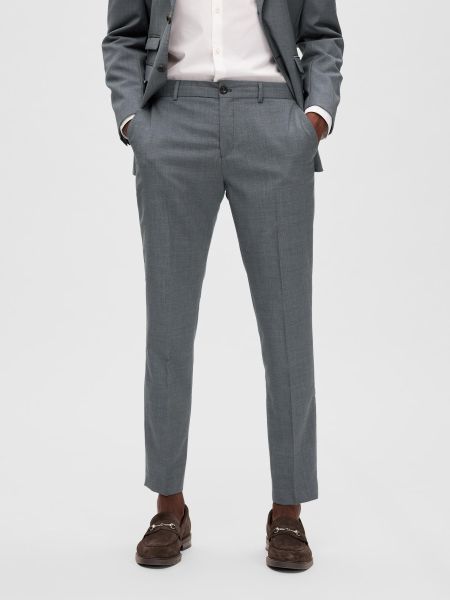 Pantalons Laine Mérinos Pantalon Homme Selected Grey