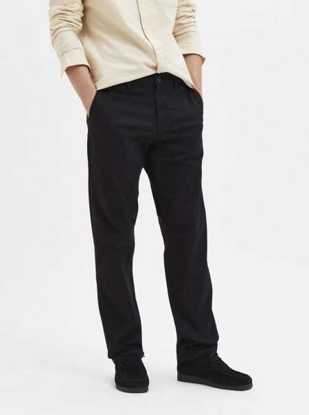 Pantalons Black Homme Selected 196 Jambe Droite Chinos