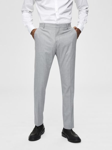 Homme Selected Pantalons Coupe Slim Pantalon Light Grey Melange