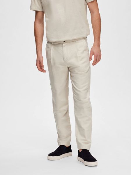 Pantalons Oatmeal Selected Fuselé Chinos Homme
