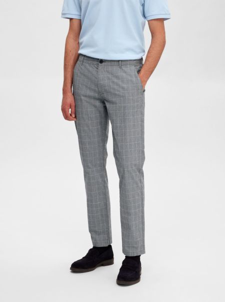 Grey Selected Carreaux Pantalon Pantalons Homme
