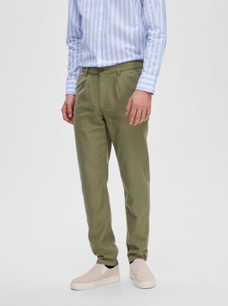 Selected Pantalons Coupe Slim Pantalon Deep Lichen Green Homme