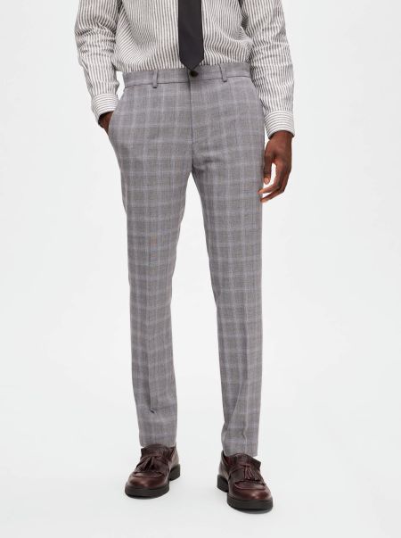 Grey Carreaux Pantalon Selected Pantalons Homme