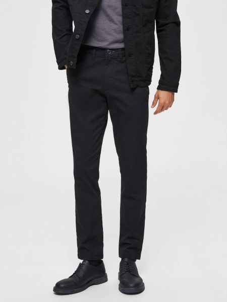Coupe Slim Chinos Selected Homme Black Pantalons