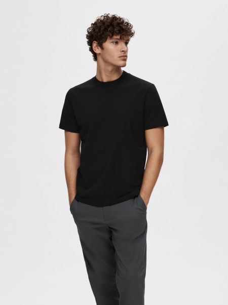 T-Shirts Black Manches Courtes T-Shirt Homme Selected
